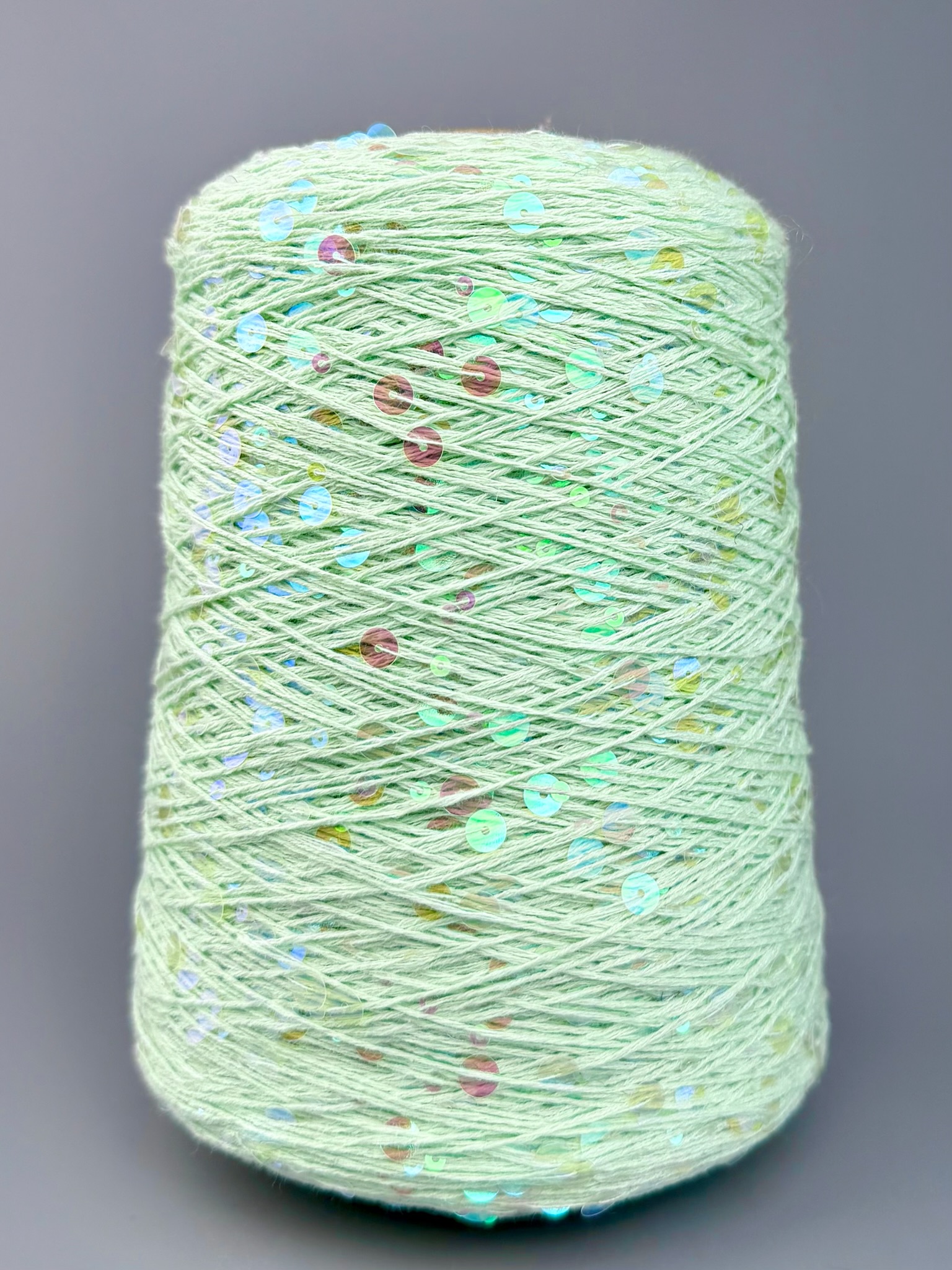 Art. Brillante 260 m / 100 g – cotone con maxi paillettes col. Verde menta foto 2